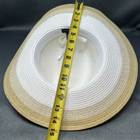 Vintage Saks Fifth Avenue Sun Hat Wide Brim Ivory Cream Sophisticated Beach Wear main image 12